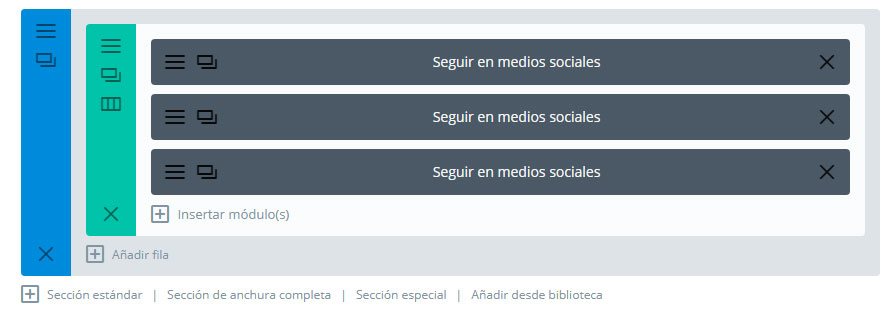 añadir iconos redes sociales a divi modulos en la fila