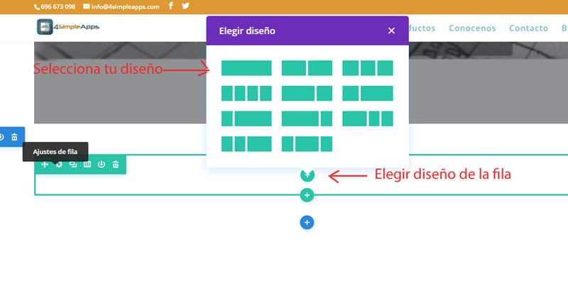 elegir el formato de las filas con el constructor visual divi