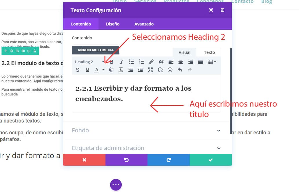 crear encabezados para el articulo